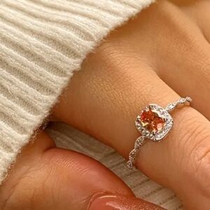 Sterling Silver Apricot Promise Ring. Size 7 New Fast Ship. Stunning